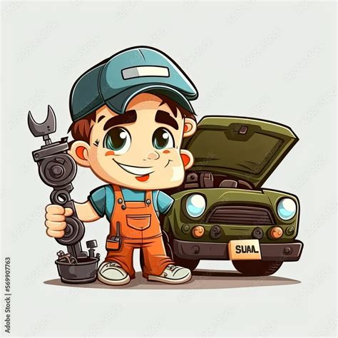 animated mechanic|pic of a cartoon curb mechanic.